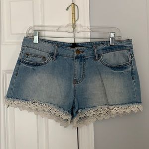Forever21 Jean Shorts with Lace Cutoff